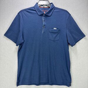 Visconte Black Shirt Men's L Blue Polo Interlock Knit Colorful Trim Preppy